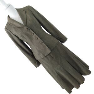 JON! UNIQUE 100% WOOL COCOA BROWN 2PC GORED LONG SKIRT & JACKET SUIT! SZ 4